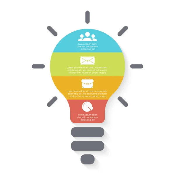 Infografiken Vektor Glühbirne Geschäftsvorlage Für Diagramm Grafik Oder Präsentation Flache — Stockvektor