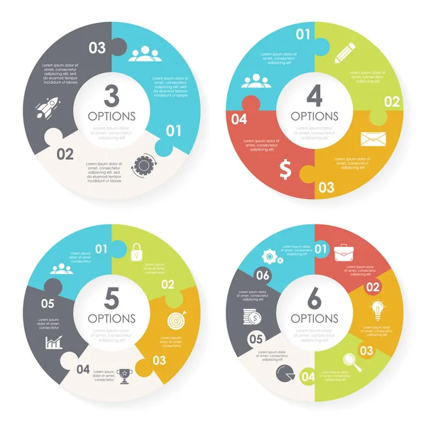 Vorlage Für Kreisdiagramm Optionen Webdesign Grafik Und Runde Infografik Festlegen lizenzfreie Stockillustrationen