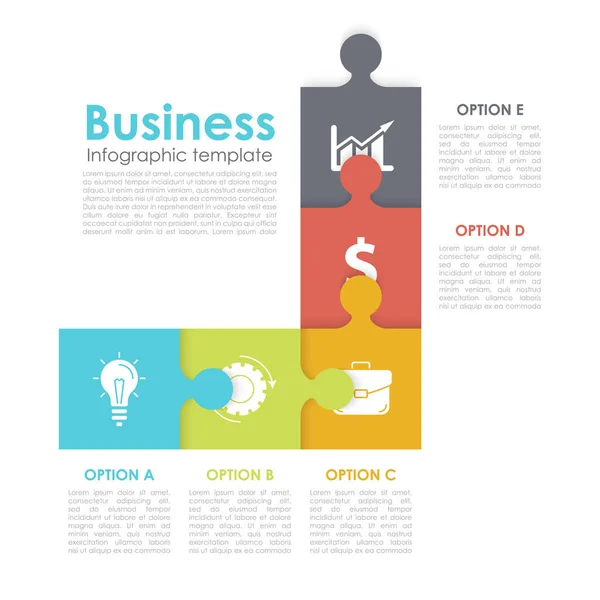 Čtvercový Puzzle Infografická Šablona Pro Diagram Graf Web Design Prezentace — Stockový vektor