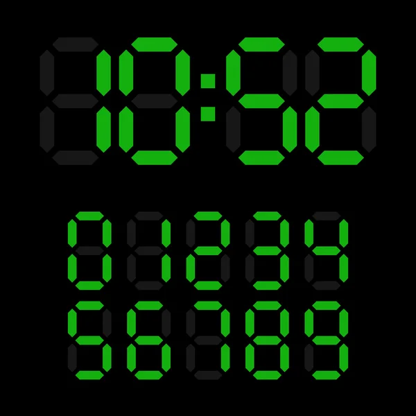 Reloj digital verde — Vector de stock