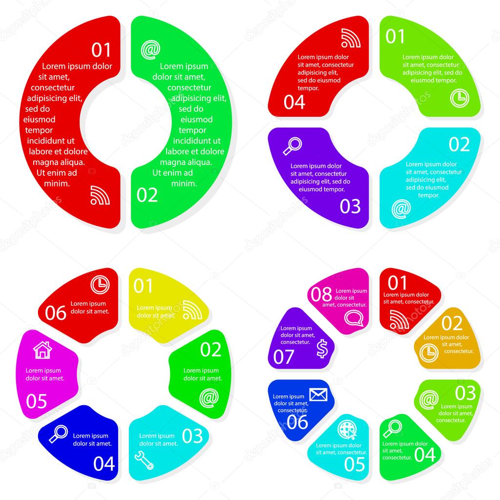 Set of vector round infographic diagrams