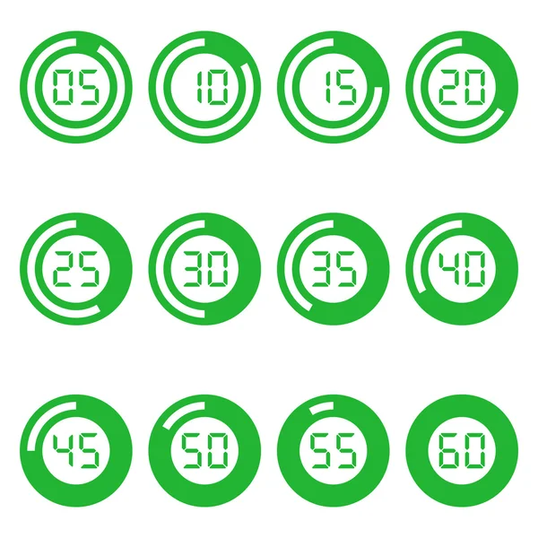 Set Timer-Symbol, grün — Stockvektor