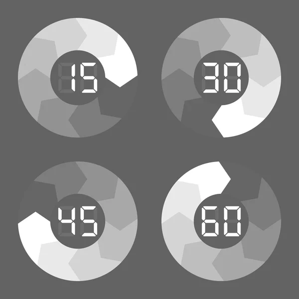 Ställ in timer ikonen på grå bakgrund — Stock vektor