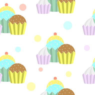 Doodle cupcakes seamless modeli