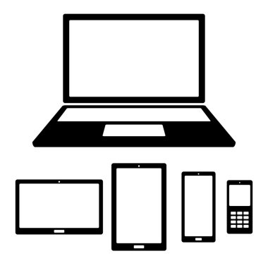 Aygıt simgelerini: akıllı telefon, tablet, dizüstü bilgisayar, masaüstü bilgisayar, telefon