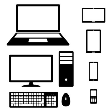 Aygıt simgelerini: akıllı telefon, tablet, dizüstü bilgisayar, masaüstü bilgisayar, telefon