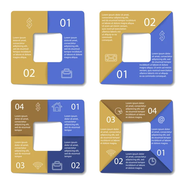 Satz quadratisches Infografik-Diagramm — Stockvektor