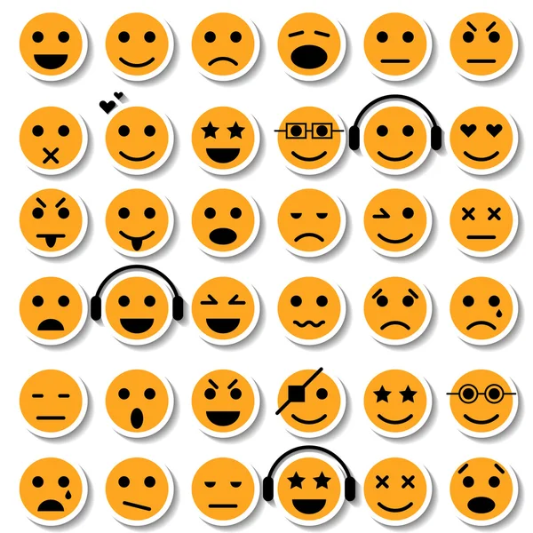 Conjunto de Emoticonos. Ilustración aislada — Vector de stock