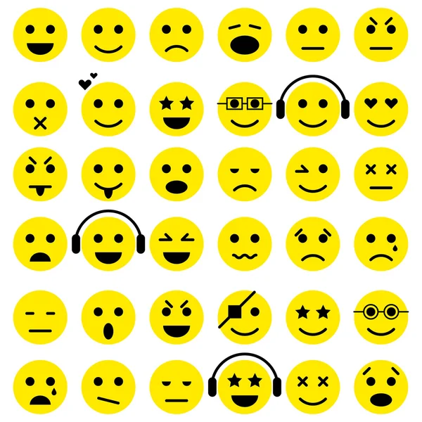 Uppsättning av uttryckssymboler. Smiley ikoner — Stock vektor