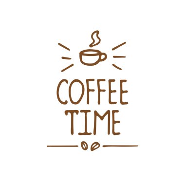 Vektör ele çekin metin ' kahve saati