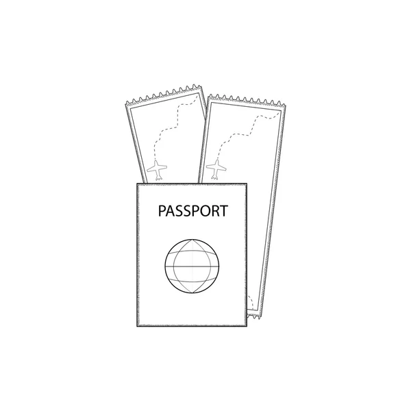 Vector Ilustración de pasaporte y billetes — Vector de stock