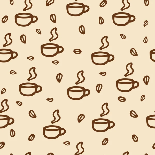 Vektor Hand zeichnen nahtlose Muster, Kaffee — Stockvektor