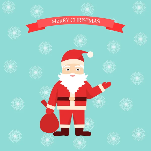 Santa Claus en el estilo de piso, Casarse con la Navidad — Vector de stock