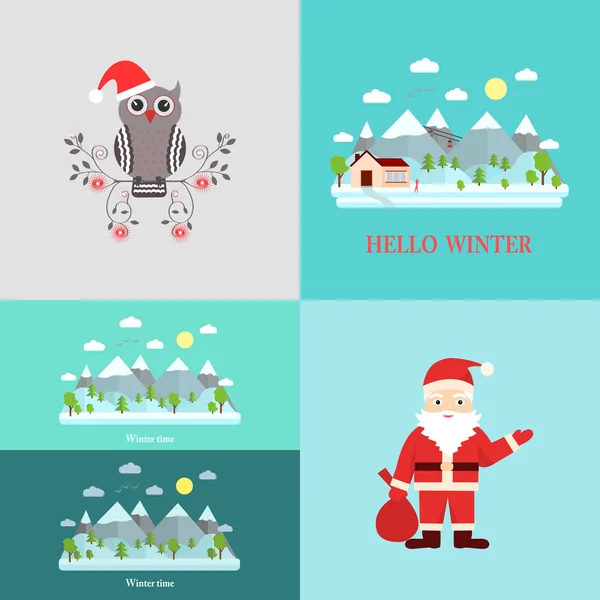 Wimter, Christmas and New year set — Stock Vector