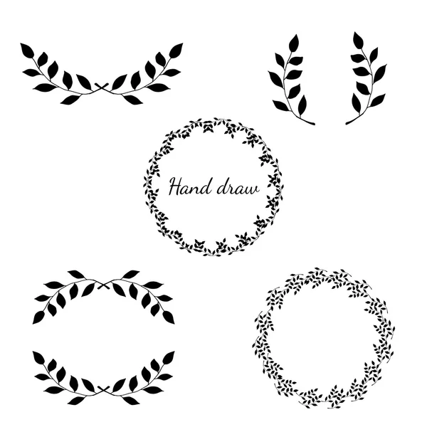 El çizmek çiçek, süs yapraklı dallar