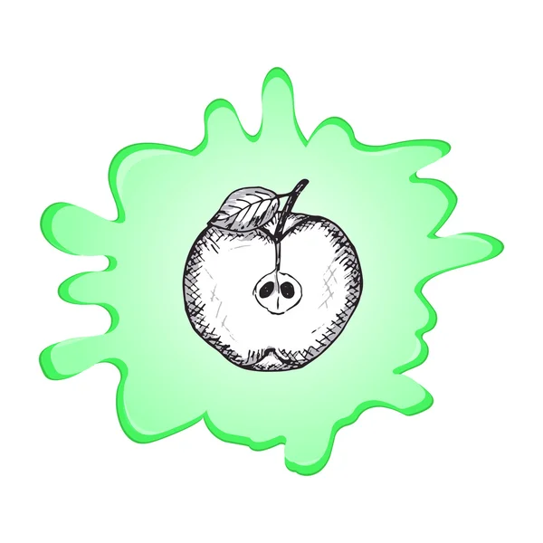 Mano dibujar manzana — Vector de stock