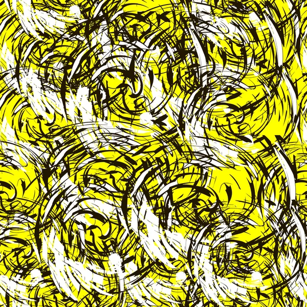 Pola tak berjahit hitam dan kuning abstrak - Stok Vektor