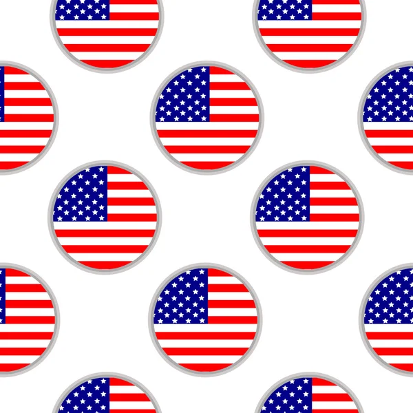 Patrón sin costuras, círculos con bandera de Estados Unidos de América — Vector de stock