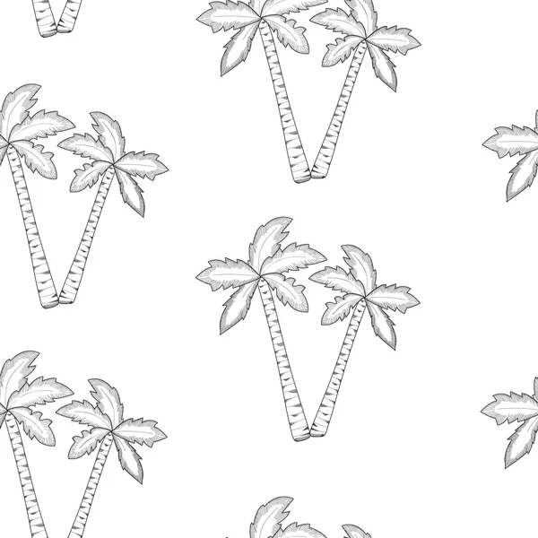 Palm seamless pattern. Tropical background. Monochrome — Stock Vector