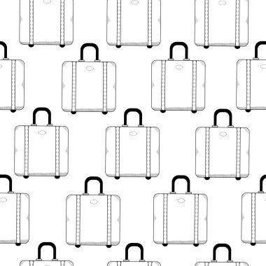 Bavul seamless modeli. Çanta arka plan seyahat. Monocrome