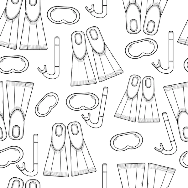 Seamless pattern for diving theme. Skuba diving symbols.  Tube, — Stock Vector