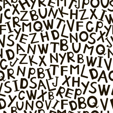 Beyaz arka planda siyah doodle alfabe. Harfler sorunsuz 