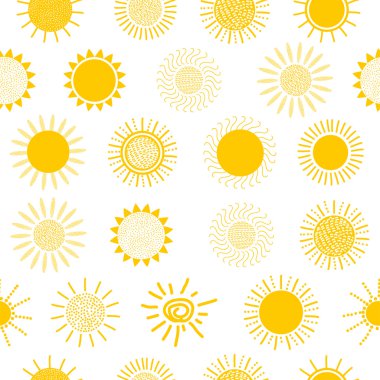 Beyaz arka plan üzerinde güneş seamless modeli