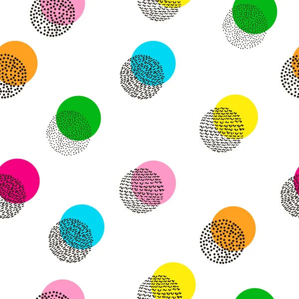 Circles colorful seamless pattern. Bright background. 80's - 90'