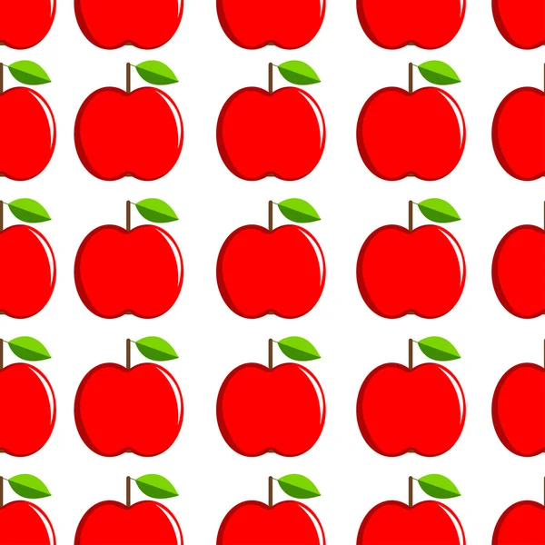Manzanas rojas patrón sin costuras en el fondo blanco — Vector de stock