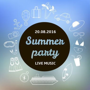 Yaz Partisi poster. Bulanık etkisi arka plan