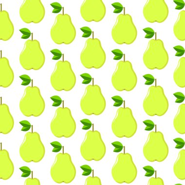 Beyaz zemin üzerine yeşil armut ile sorunsuz vektör desen