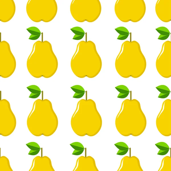 Modèle vectoriel sans couture avec des poires jaunes sur le fond blanc — Image vectorielle