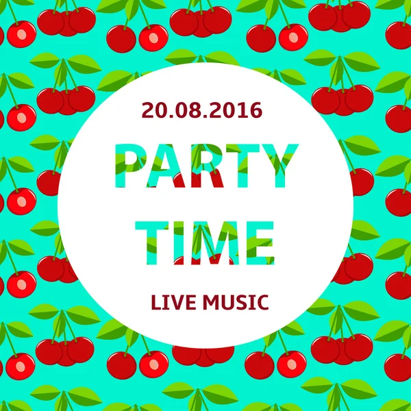 Affiche du temps de la fête, fond coloré cerise — Image vectorielle