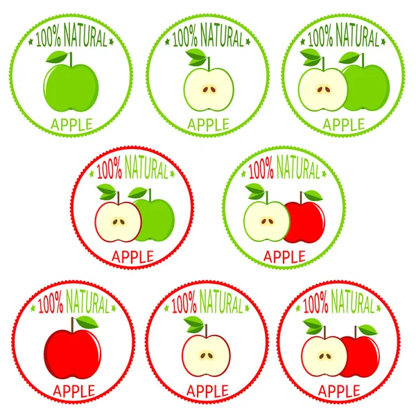 Set de etiquetas Apple - 100% Natural — Vector de stock