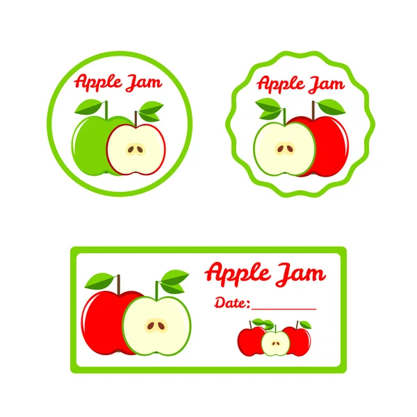 Mermelada de manzana - conjunto de etiquetas de colores — Vector de stock