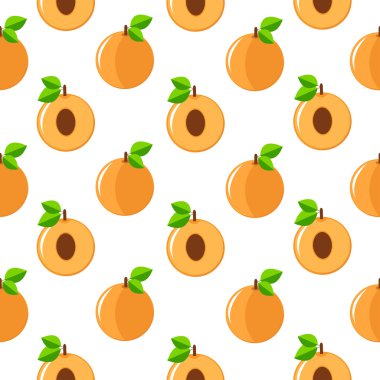 Kayısı Dikişsiz desen. Renkli meyveler üzerinde beyaz backgr