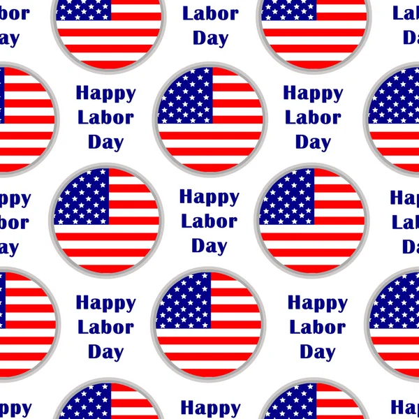 Il modello senza soluzione di continuità con il testo "Happy Labor Day" e circlees fr — Vettoriale Stock