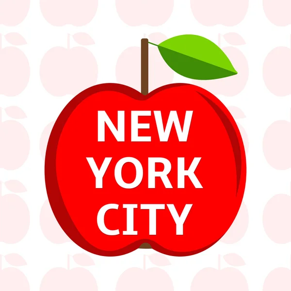 La manzana roja con texto "Ciudad de Nueva York" en el ligh fondo f — Vector de stock
