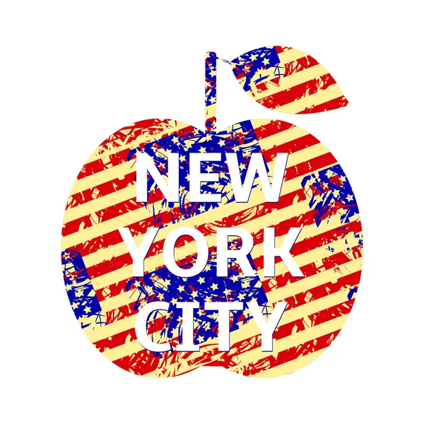 Manzana creativa de banderas americanas con texto "Nwe York City" en — Vector de stock