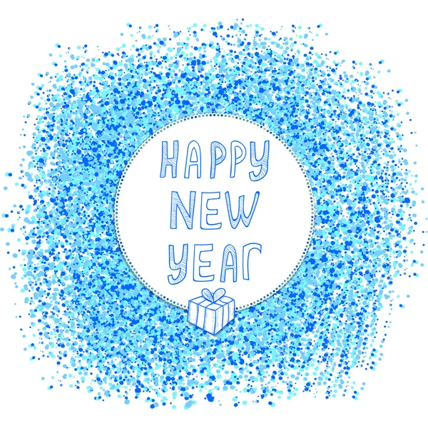 Happy New Year text on the blue creative spot. Winter background — Stock Vector