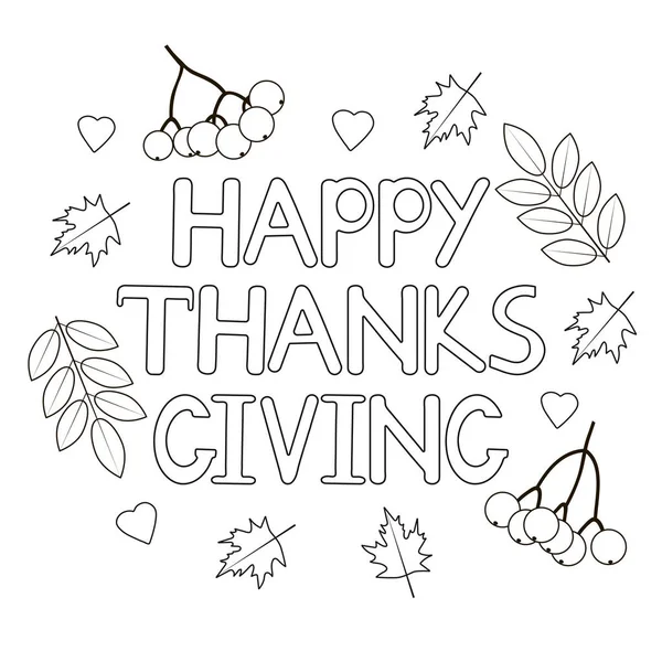 Mutlu Şükran Günleri. Boyama sayfası. Vektör arkaplanı. 