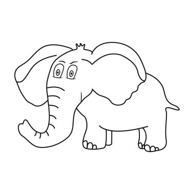 - Fil. Sevimli hayvan. Boyama sayfası. Vektör illüstrasyonu.