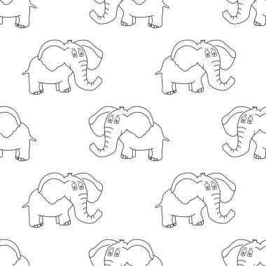 Fil pürüzsüz desen. Sevimli hayvanlar. Vektör illüstrasyonu.