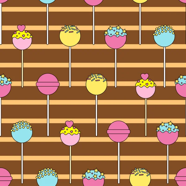 Patrón Sin Costuras Caramelo Lollipops Fondo Dulces Dulces Coloridos — Archivo Imágenes Vectoriales