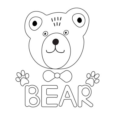 Sevimli ayı suratı. Boyama sayfası. Vektör illüstrasyonu.