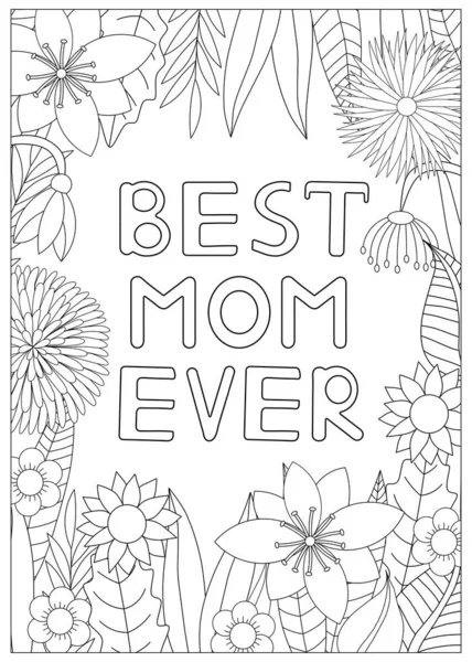 Kolorowanka Dnia Matki Najlepsza Mama Świecie Kolorowanka Mamy Ilustracja Wektora — Wektor stockowy