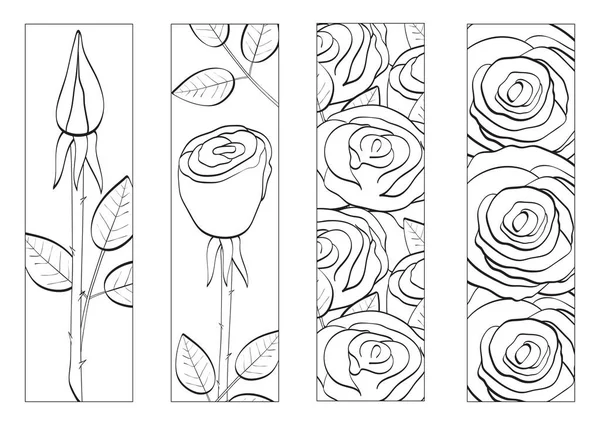 Τριαντάφυλλα Που Χρωματίζουν Σελιδοδείκτες Χρωματισμός Λουλουδιών Εικονογράφηση Διανύσματος — Διανυσματικό Αρχείο