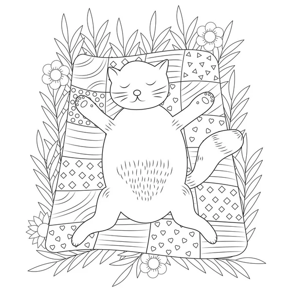 Kedi boyama sayfası. Şirin kedi yavrusu. Renkli hayvan. Vektör illüstrasyonu. 