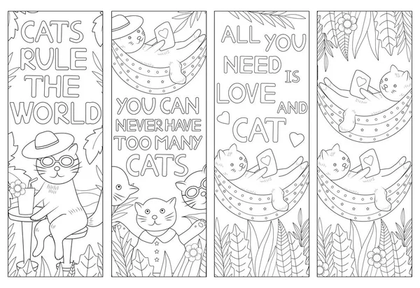 Kedi boyası. Yer imlerini boyamak. Komik hayvan. Vektör illüstrasyonu. 