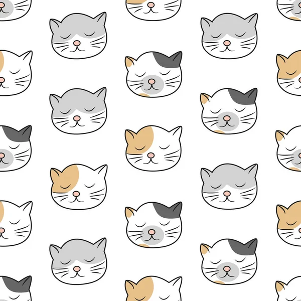 Cat Seamless Pattern Cute Animal Vector Illustration — Stock Vector